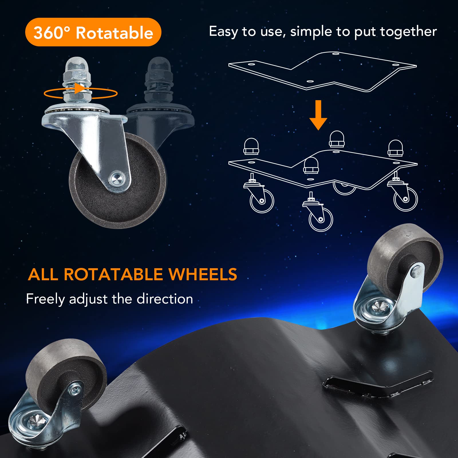 Garvee Wheel Dolly, 6000 lbs/2722 kg Car Dollies, Wheel Dolly Car Tire Stake Set of 4 Piece, Heavy-duty Car Tire Dolly Moving Cars, Trucks, Trailers, Motorcycles, and Boats, Black