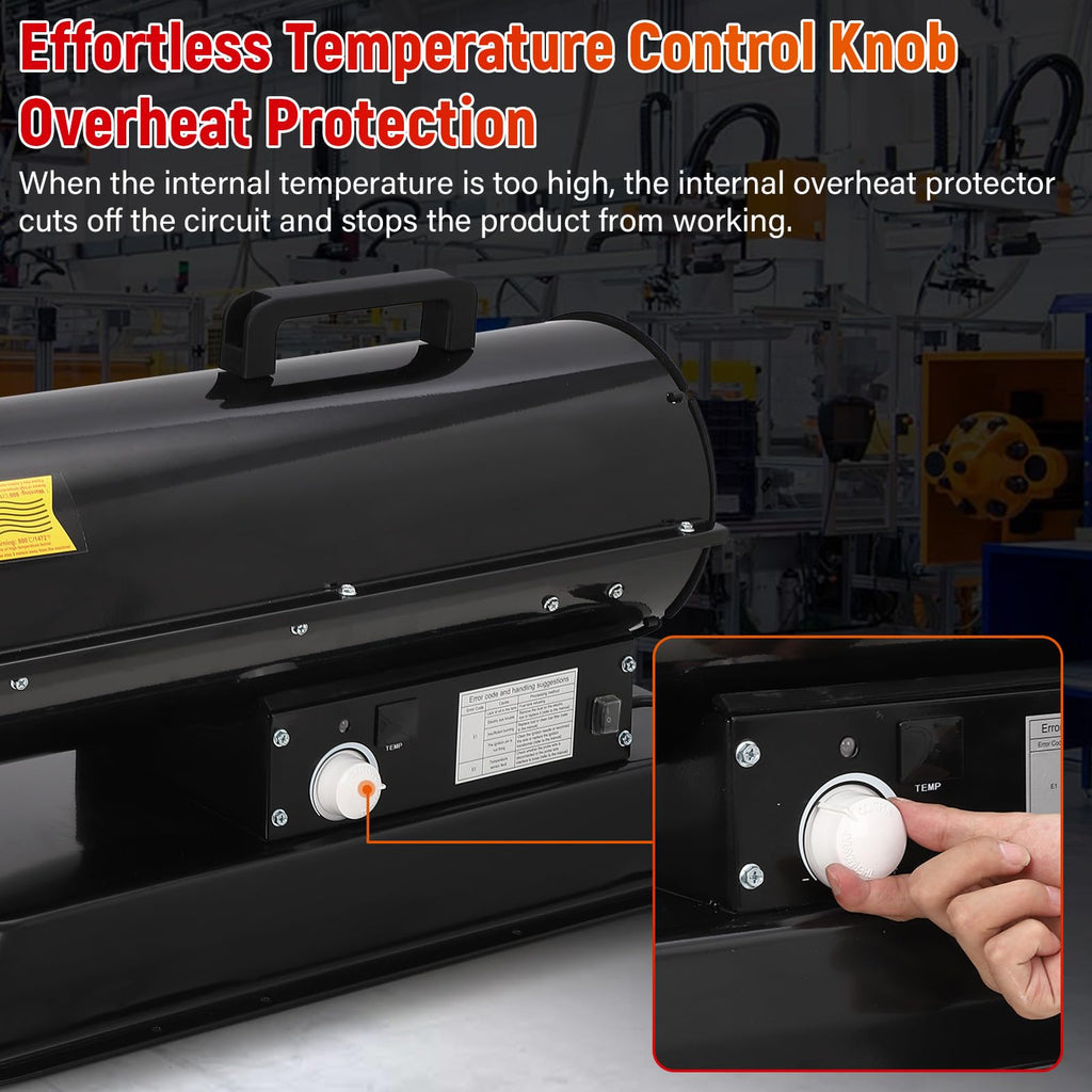 Garvee Diesel and Kerosene Space Heater, 80000 BTU, Portable Forced Air Heater with Thermostat, 18L Fuel Tank, for Outdoor, Indoor, Workshop, Black