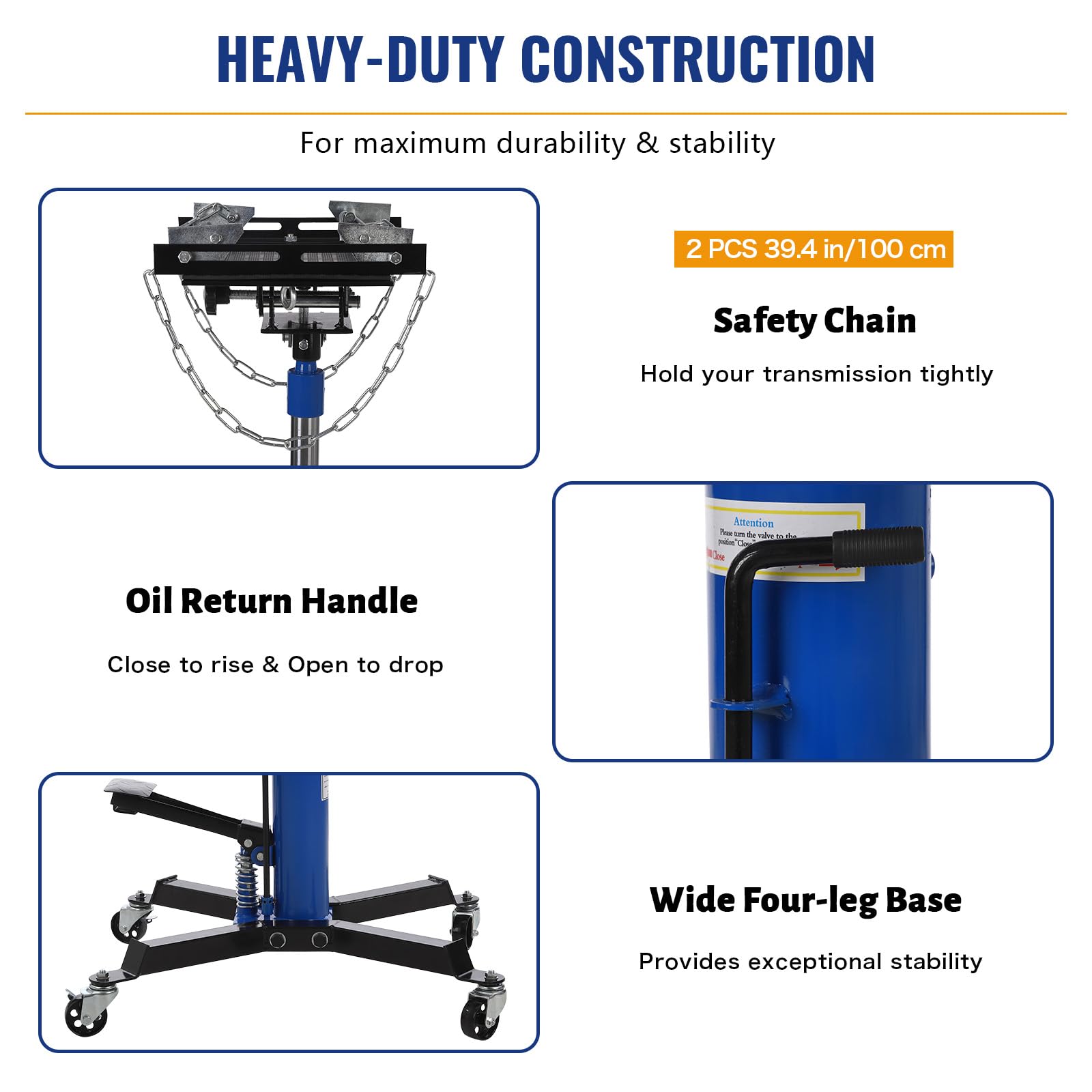 Garvee 1322lbs Transmission Jack Lift with Anti-Slip Rubber Pad, Adjustable Telescoping Hydraulic Transmission Jack, High Lift Single Telescopic Jacks Hoist w/Pedal, 33.8" to 72.8" Lifting Range