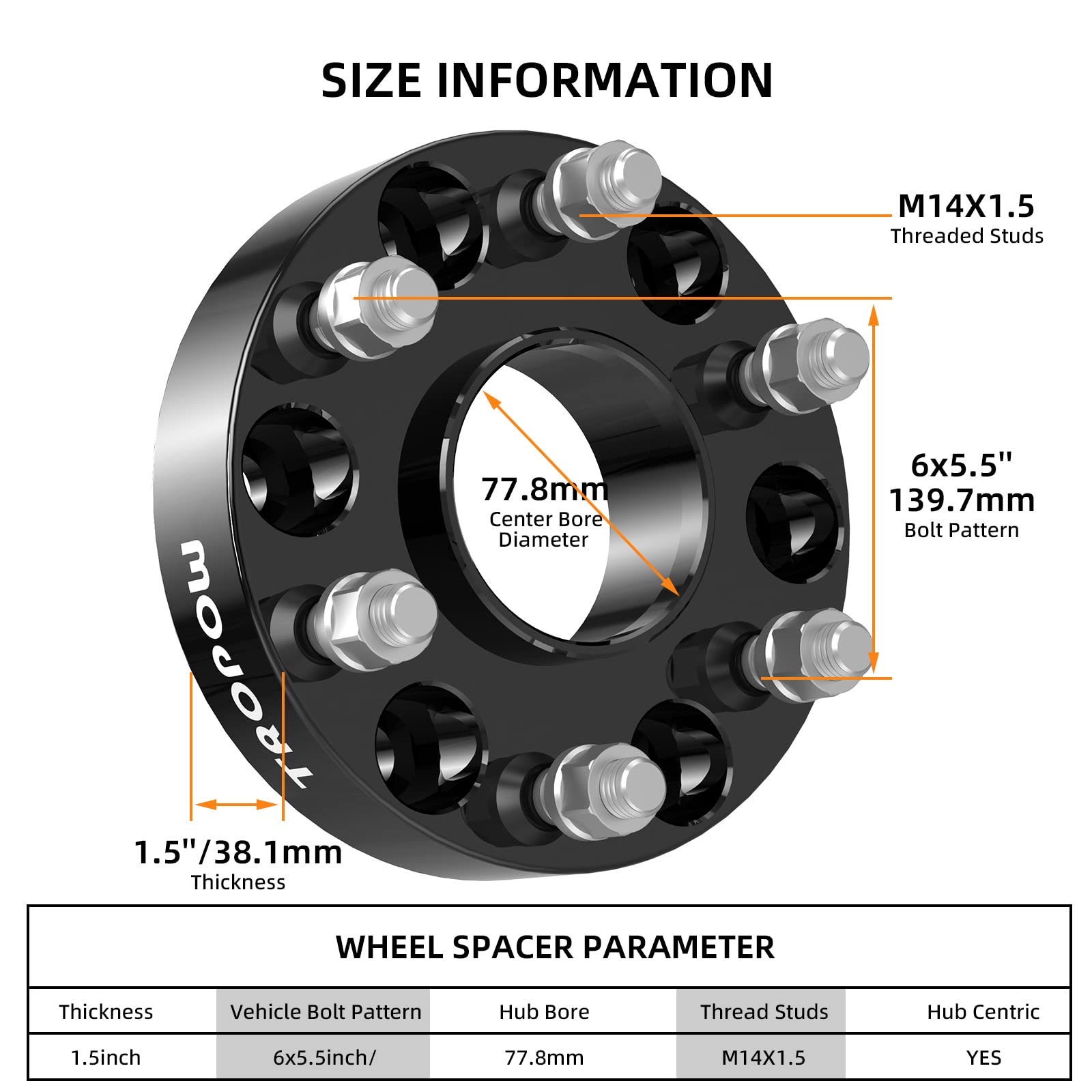 Garvee 6x5.5 Wheel Spacers with 19-20 Ram 1500, 1.5 Inch Hub Centric