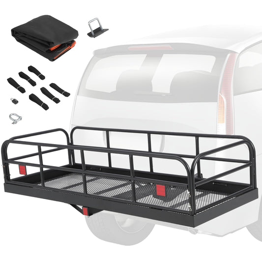 Garvee 60"x24"x14" 500 lbs Heavy Duty Foldable Trailer Hitch Cargo Carrier, Steel for SUV, Pickup, Camping & Traveling, Black