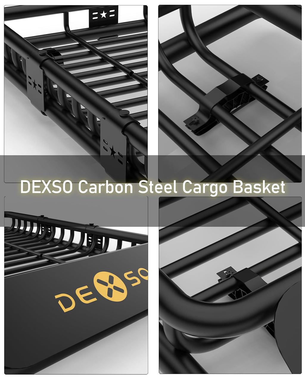 Garvee Roof Rack Cargo Basket, 64"x 39"x 6" Rooftop Carrier with 200 LB Capacity & Waterproof Coating, Heavy Duty Universal Luggage Holder for SUVs, Jeep Cherokee, Wrangler, Toyota RAV4-Black
