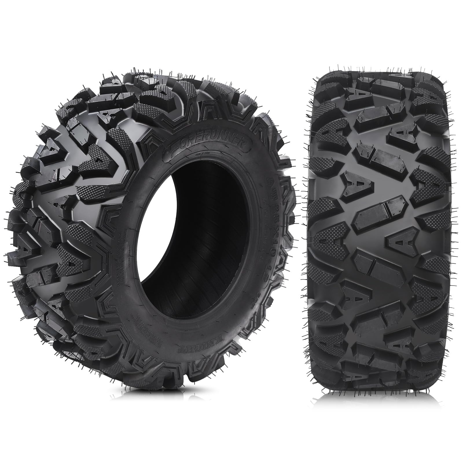 Garvee Set of 2 ATV Trail Tires 6PR Knobby Sport Tires, Tubeless - AT25x10-12-6PR TL APOLLO