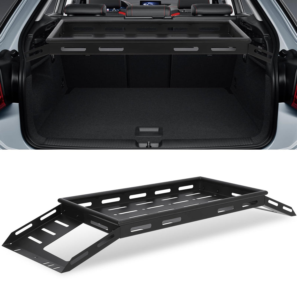 Garvee 330 LBS Heavy Duty Rear Trunk Cargo Rack Basket Compatible with 2007-2024 Wrangler JK JKU Interior Storage Luggage Carrier Rack Shelf for JL JLU Unlimited 4 Door Hardtops Steel Rust-Resistant Black