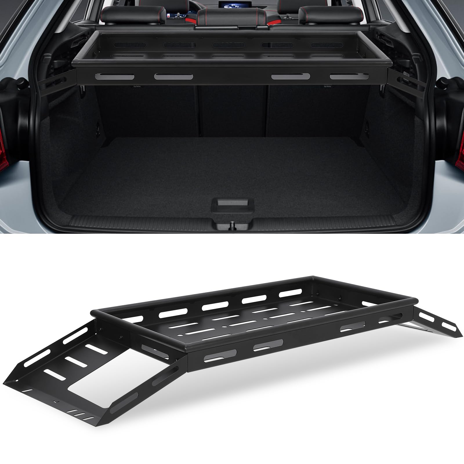 Garvee 330 LBS Heavy Duty Rear Trunk Cargo Rack Basket Compatible with 2007-2024 Wrangler JK JKU Interior Storage Luggage Carrier Rack Shelf for JL JLU Unlimited 4 Door Hardtops Steel Rust-Resistant Black