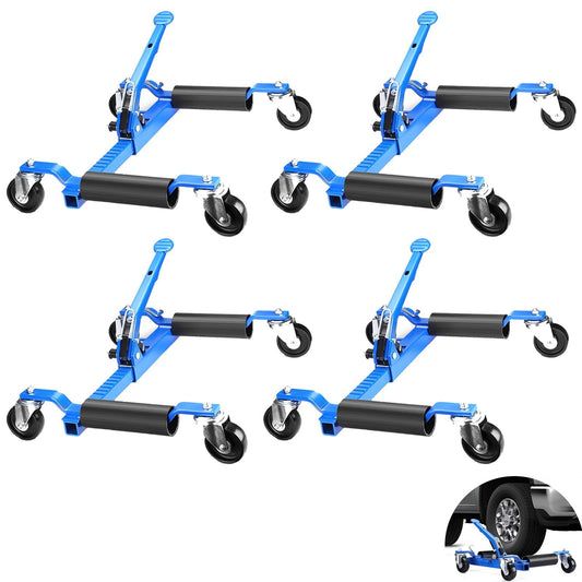 Garvee Car Dolly Set of 4 Universal Wheels Hydraulic Tire Jack Ratcheting Foot Pedal Lift 1500 LBS Black