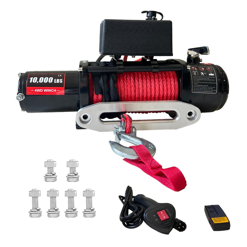 Garvee 10000 lbs 12V Electric Winch - IP67 Waterproof Off-Road Truck Winch with 85ft Synthetic Rope/Steel Cable, Wireless Remote, Heavy-Duty for Towing UTV, ATV, SUV, and 4x4 Vehicles