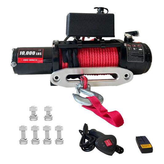 Garvee 10000 lbs 12V Electric Winch - IP67 Waterproof Off-Road Truck Winch with 85ft Synthetic Rope/Steel Cable, Wireless Remote, Heavy-Duty for Towing UTV, ATV, SUV, and 4x4 Vehicles