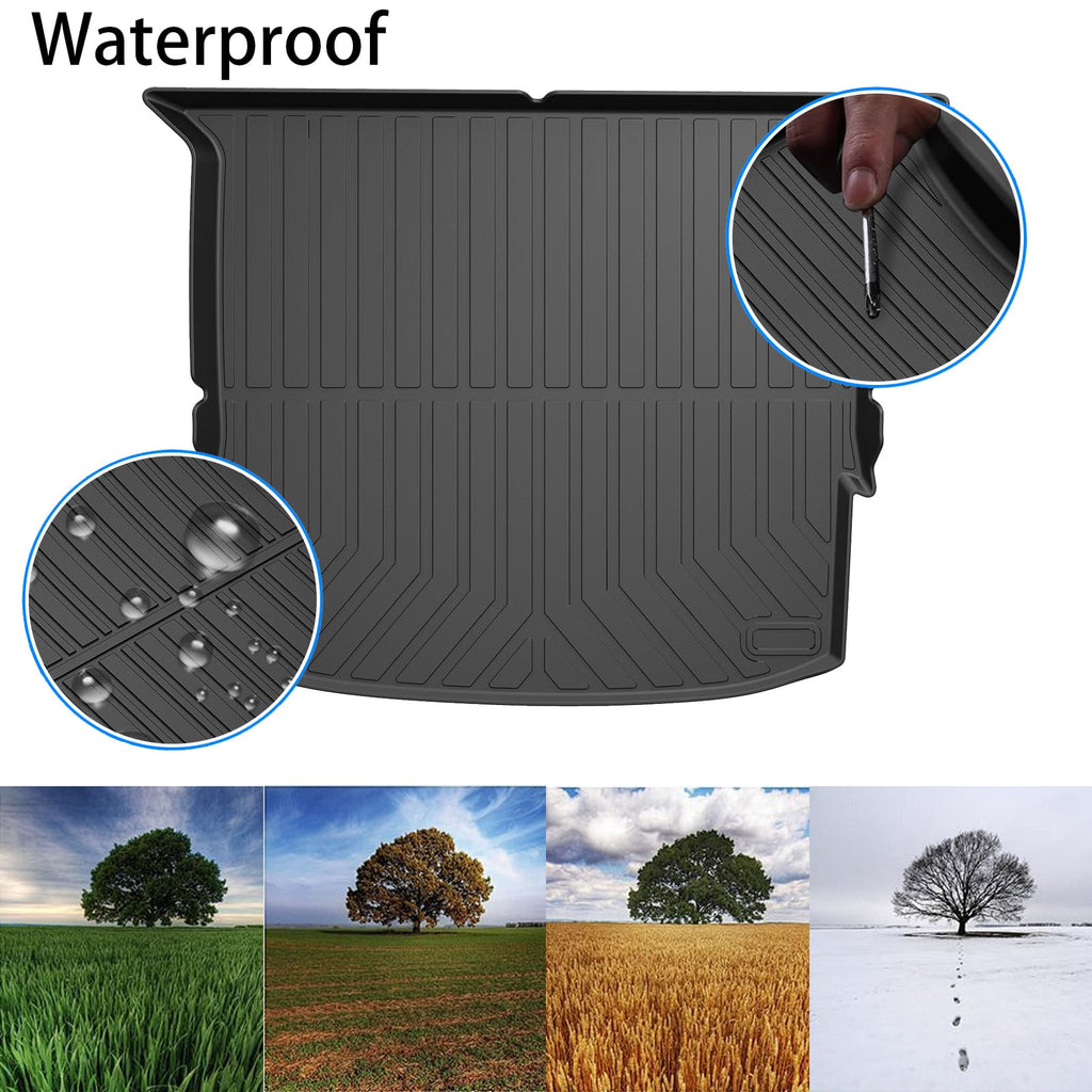 Garvee Trunk Mat Compatible With 2021-2024 Jeep Wrangler 4XE, All Season Cargo Mat, Waterproof, Durable TPE, Raised Edge, Black