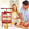 Garvee Fruit Wine Press 4.75 Gal/18L, Wood Steel Fruit Wine Press with 1 Pack Filter Bag, Traditional Juicer Manual T-Handle Fruit Press, Triangular Structure, Juicer Grinder Making Press for Outdoor Kitchen