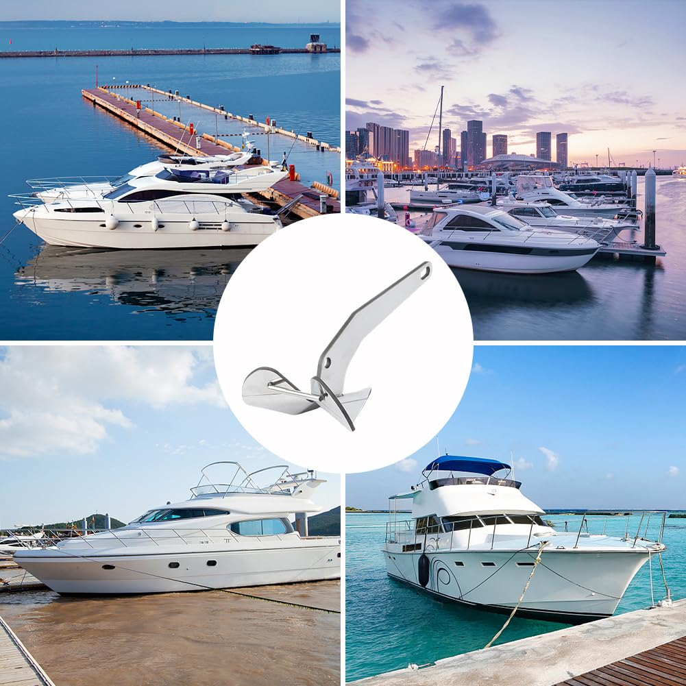 Garvee 11LBS Boat Anchor, 316 Stainless Steel Delta-Style Anchor, Heavy Duty Wing Style Triangular Anchor, Boats from 15'-30'