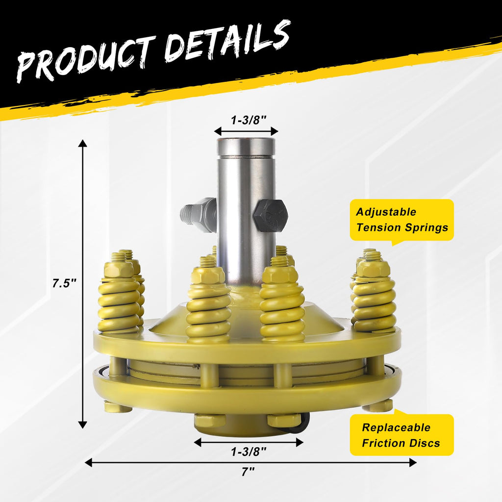 Garvee Slip Clutch, 1 3/8" Slip Clutch, Smooth Round Ends PTO Friction Clutch, Carburized Steel Tractor Slip Clutch, Adjustable Rotary Cutter Slip Clutch, Brush Slip Clutch for Shaft