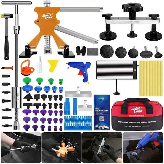 Garvee Auto Body Dent Repair Kit With Lifter, Bridge Puller, Rubber Hammer, T-Bar, Suction Cup For Auto Body Dent Removal, Durable Alloy Material, Paint-Friendly Design