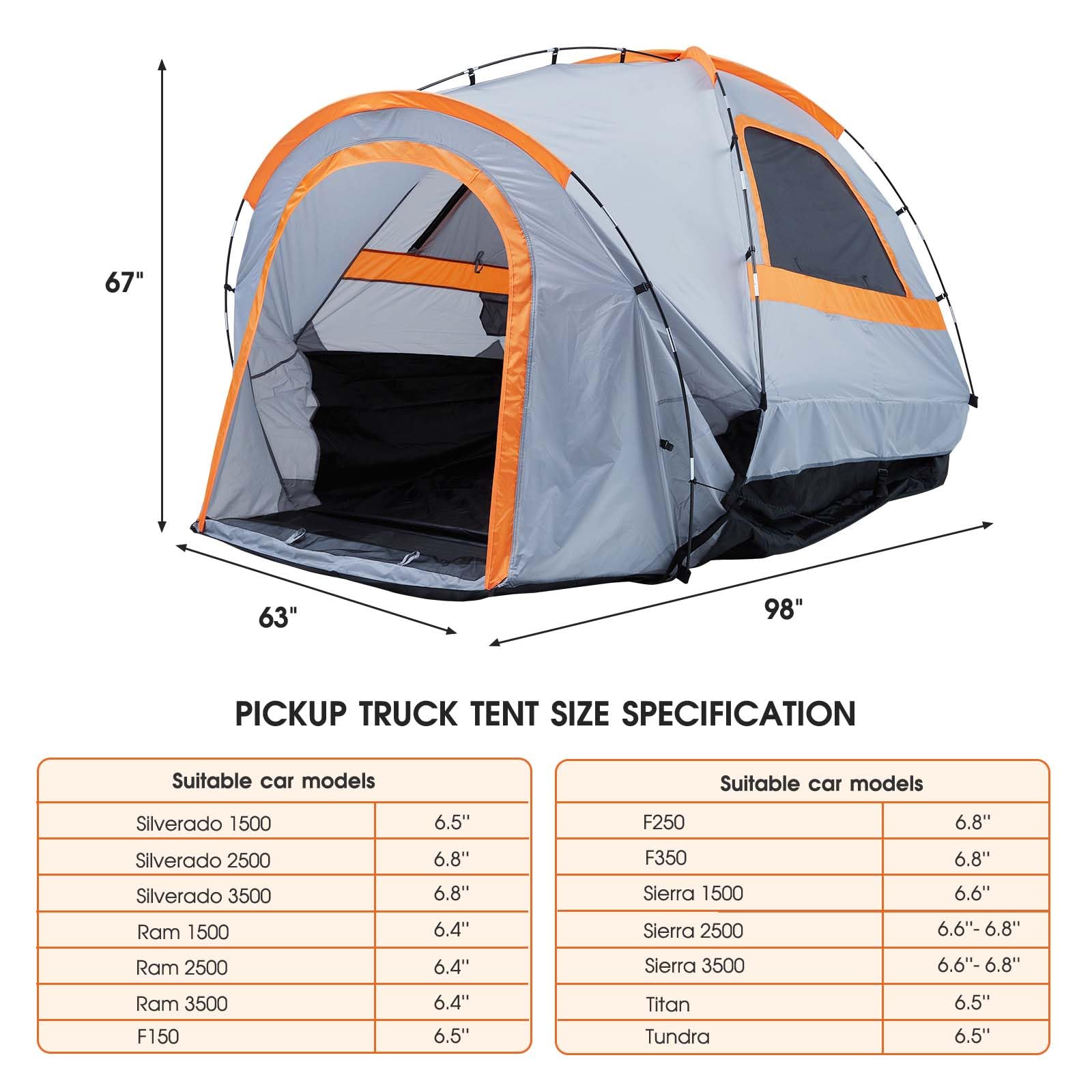 Garvee Trunk Bed Tent for Camping - Waterproof PU2000mm, Spacious Double Layer Design, Includes Rainfly and Storage Bag