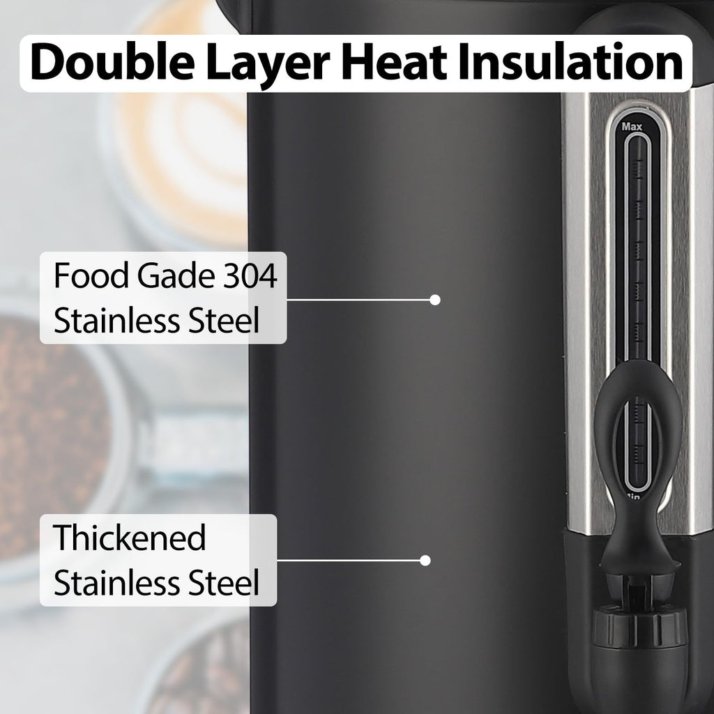 Garvee 12L(80Cup) Coffee Pot, Hot Water Dispenser with Percolator, Stainless Steer Hot Beverage Thermos