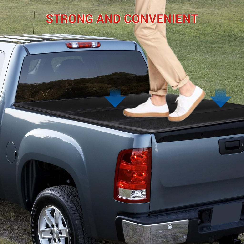 Garvee Hard Folding Truck Bed Tonneau Cover for Nissan Titan 6.7ft 2016-2023, Tri-Fold, Black, Durable & Easy Install