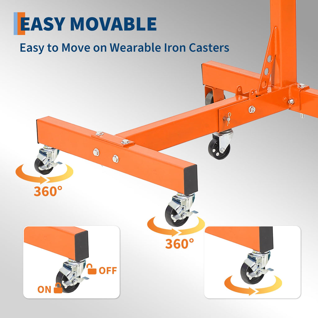 Garvee Engine Stand 1500 LBS Rotating Motor Stand with 360° Rotating Head, 4 Adjustable Arms & 5 Casters for Vehicle Maintenance, Durable Steel, Black