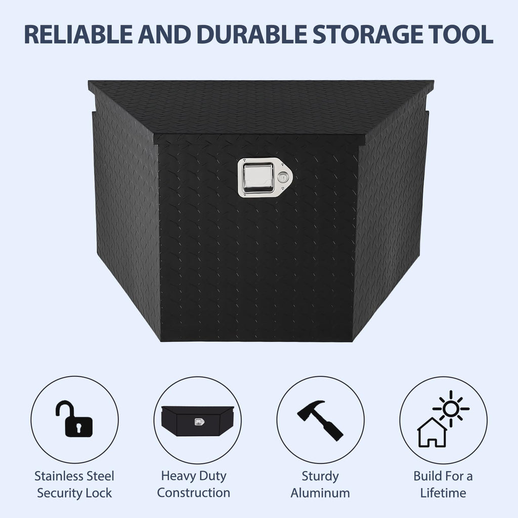 Garvee Trailer Tongue Box Aluminum Heavy Duty Waterproof Gas Strut Security Pick Up Truck Bed RV-Black