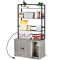 Garvee Cat Litter Box Enclosure, Hidden Cat Litter Box Furniture, Large Double Door Cat House with 3 Shelves and Charging Station, Push-Pull Mobile Chassis - Grey