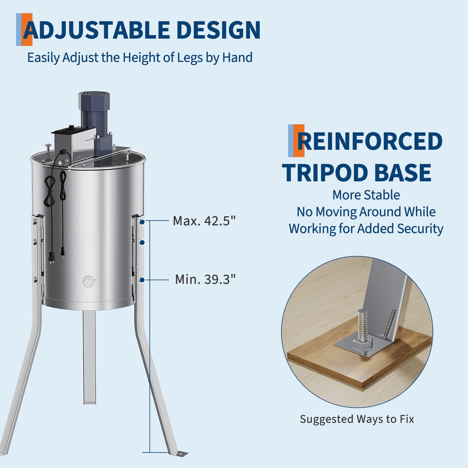 Garvee 4 Frame Electric Honey Extractor – Stainless Steel Beekeeping Equipment with 140W Adjustable Motor, Transparent Lid & Adjustable Height for Efficient Harvesting