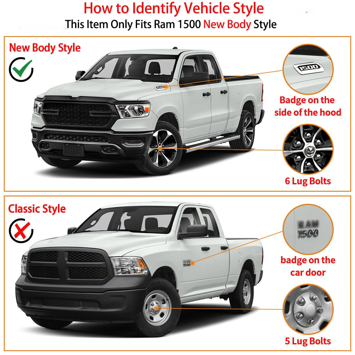 Garvee 6.5 Inch Running Boards Compatible with 2019 2020 2021 2022 2023 2024 2025 Dodge Ram 1500 Crew Cab(New Body Only),Aluminum Alloy Side Steps Nerf Bars for 2019-2024 Ram 1500 Supercrew Cab, Black