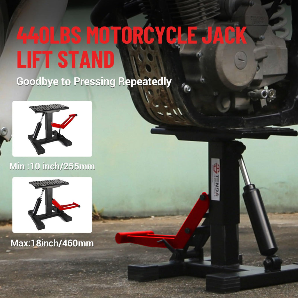 Garvee Dirt Bike Lift Stand, Hydraulic Motorcycle Lift Stand 440 Lbs Capacity, Adjustable Height Hoist Table, for Dirt Pit Bike Repair, Maintenance, Motorbike Repair Accessories Tools