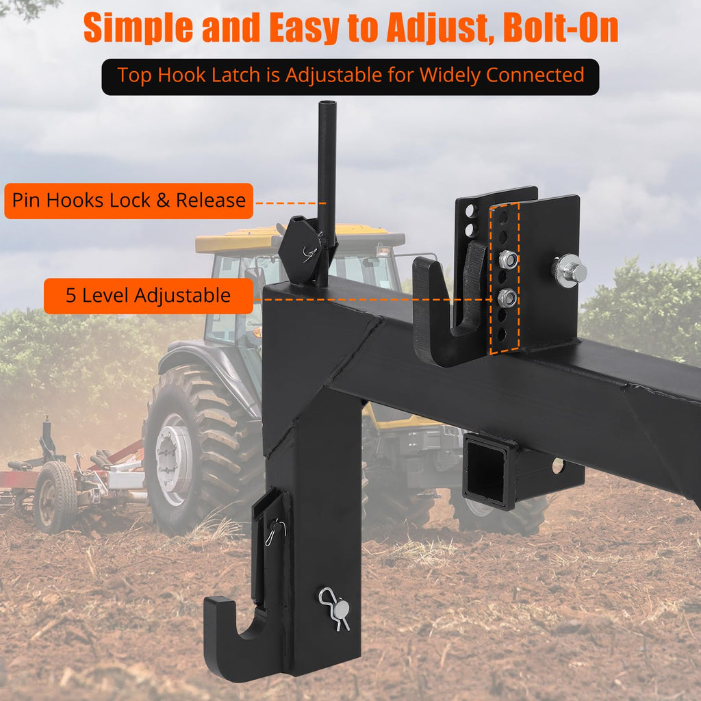 Garvee Category 1 3-Point Quick Hitch – 3000Lbs Lift Capacity, Black Powder Coat & No Bushings Required