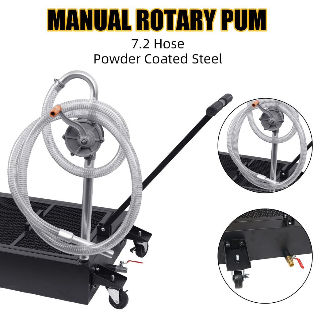 Garvee 25 Gal Hand Pump Oil Drain Pan with 95L Foldable Low Profile, Large Cap - Black