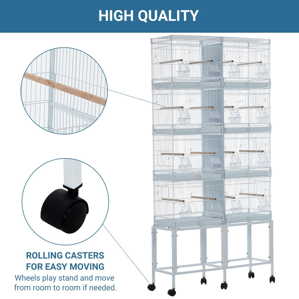 Garvee Extra Large Metal Bird Cage for Mid-Sized Parrots Cockatiels Conures Parakeets Lovebirds Budgie Finch, White, W33.5 x D11 x H67