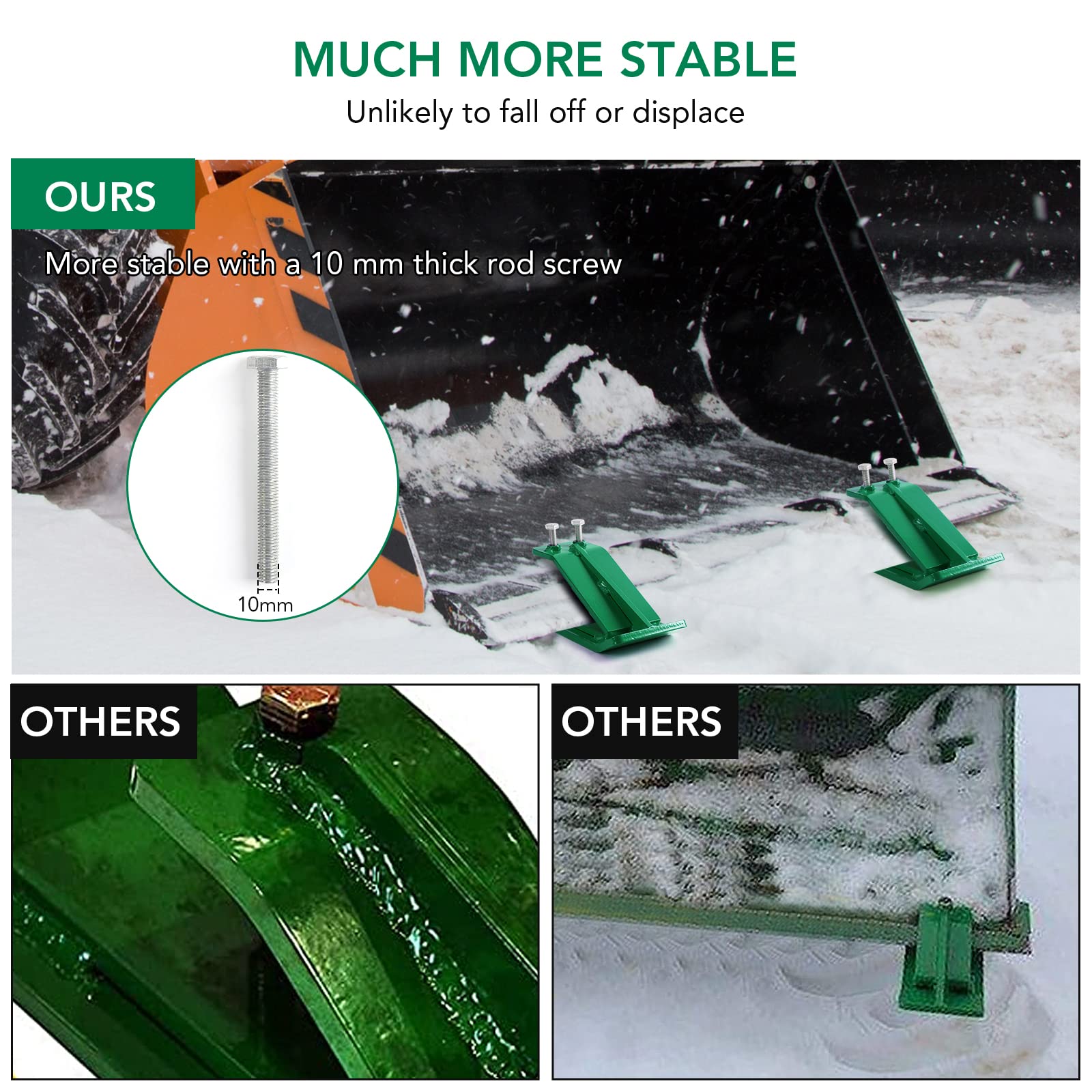 Garvee Tractor Bucket Protector, 3/8'' Thick Edge Tamers, Heavy-Duty Steel, 23.81lbs, Clears Snow & Gravel, Green, Universal Fit