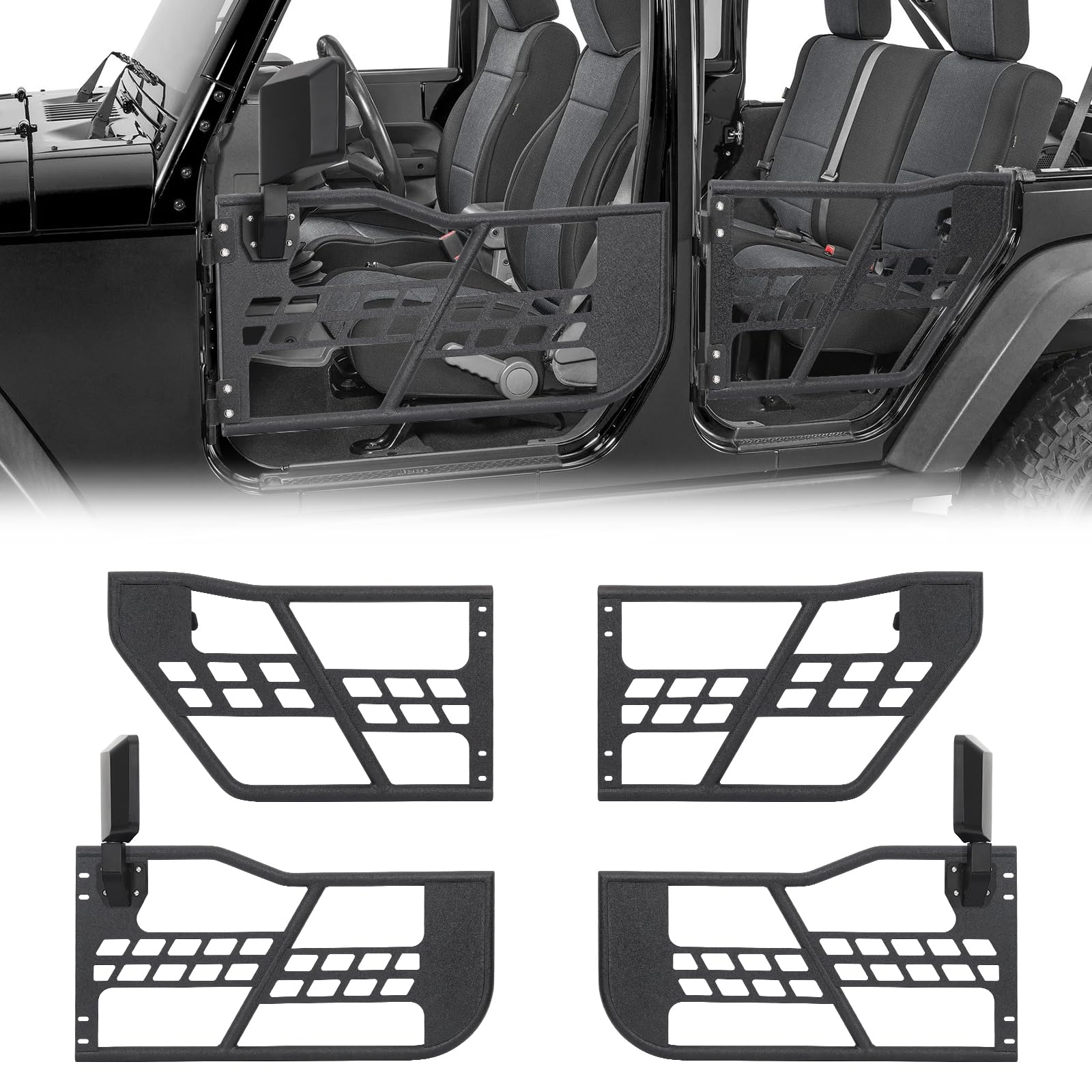Garvee Off-Road Tubular Half Doors for 2021-2024 Ford Bronco 4 Door - Set of 4 Tube Half Door Guards