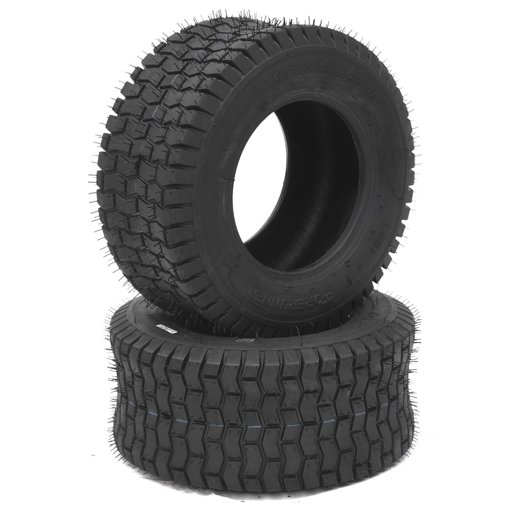 Garvee Lawn Mower Tires Turf Tires 20x8.00-8 4PR for Golf Cart Tires, Garden Tractor Riding Mower Tubeless Set of 2 - 16x6.50-8-4PR TL LG01