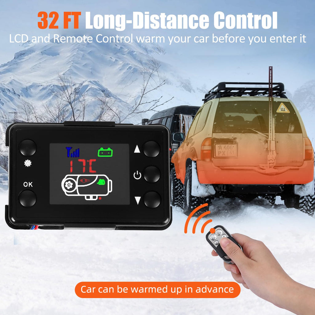 Garvee Diesel Air Heater 12V, 10L Tank, Diesel Heater 5KW, Muffler, Diesel Parking Heater with LCD Thermostat Monitor & Remote Control for Trucks, Trailer, Boat and Motor-Home