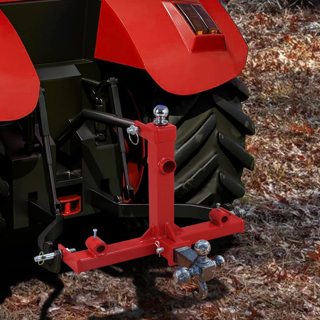 Garvee 3-Point Gooseneck Tractor Trailer Hitch with 2" Receiver Hitch and Gooseneck Trailer Ball Drawbar for Category 1 Tractor