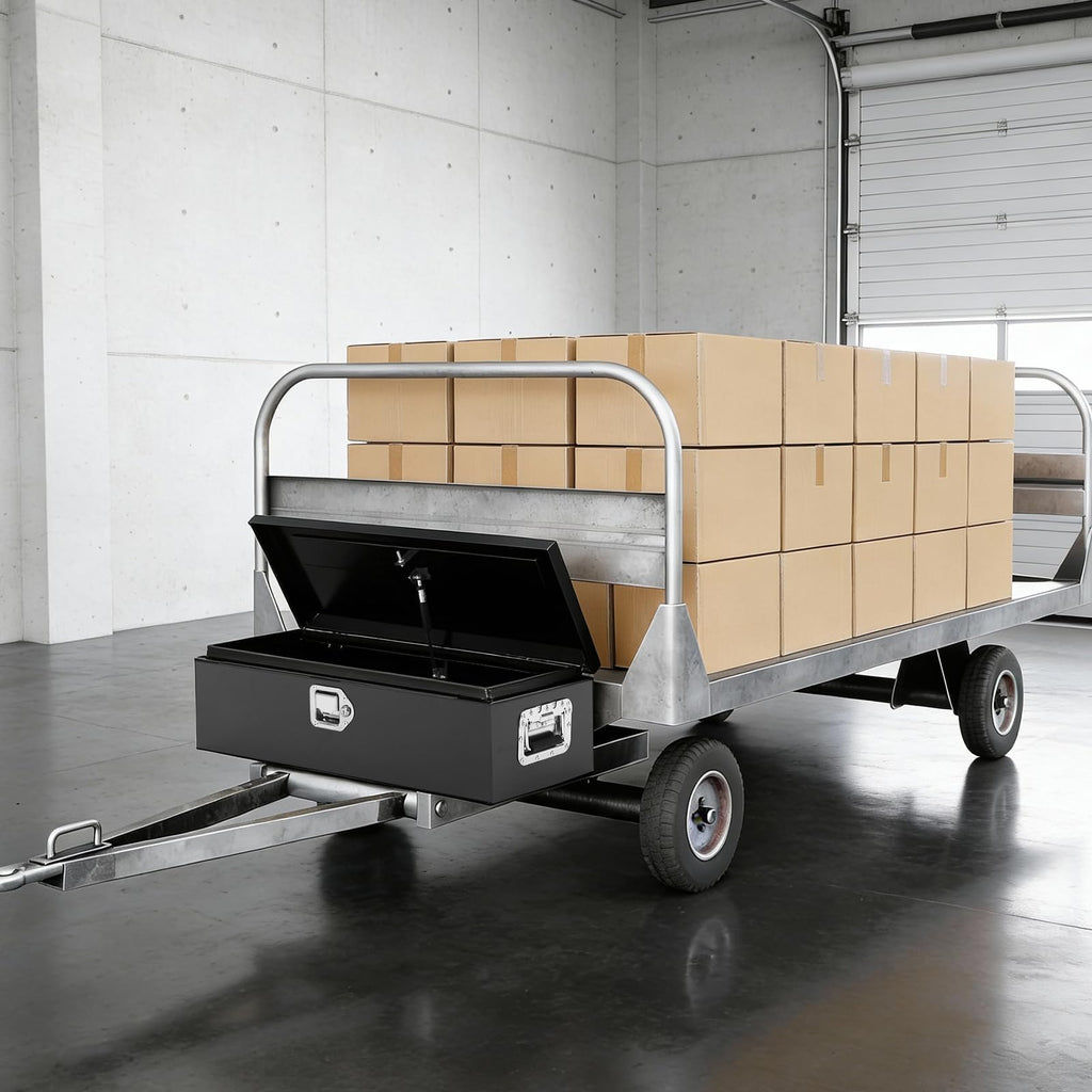 Garvee 39"X13"X10" Heavy-Duty Truck Tool Box with Dual Hydraulic Lids, Weatherproof Steel Storage for Pickup Truck Bed, Garage, Workshop, RV & Trailer, Durable Black