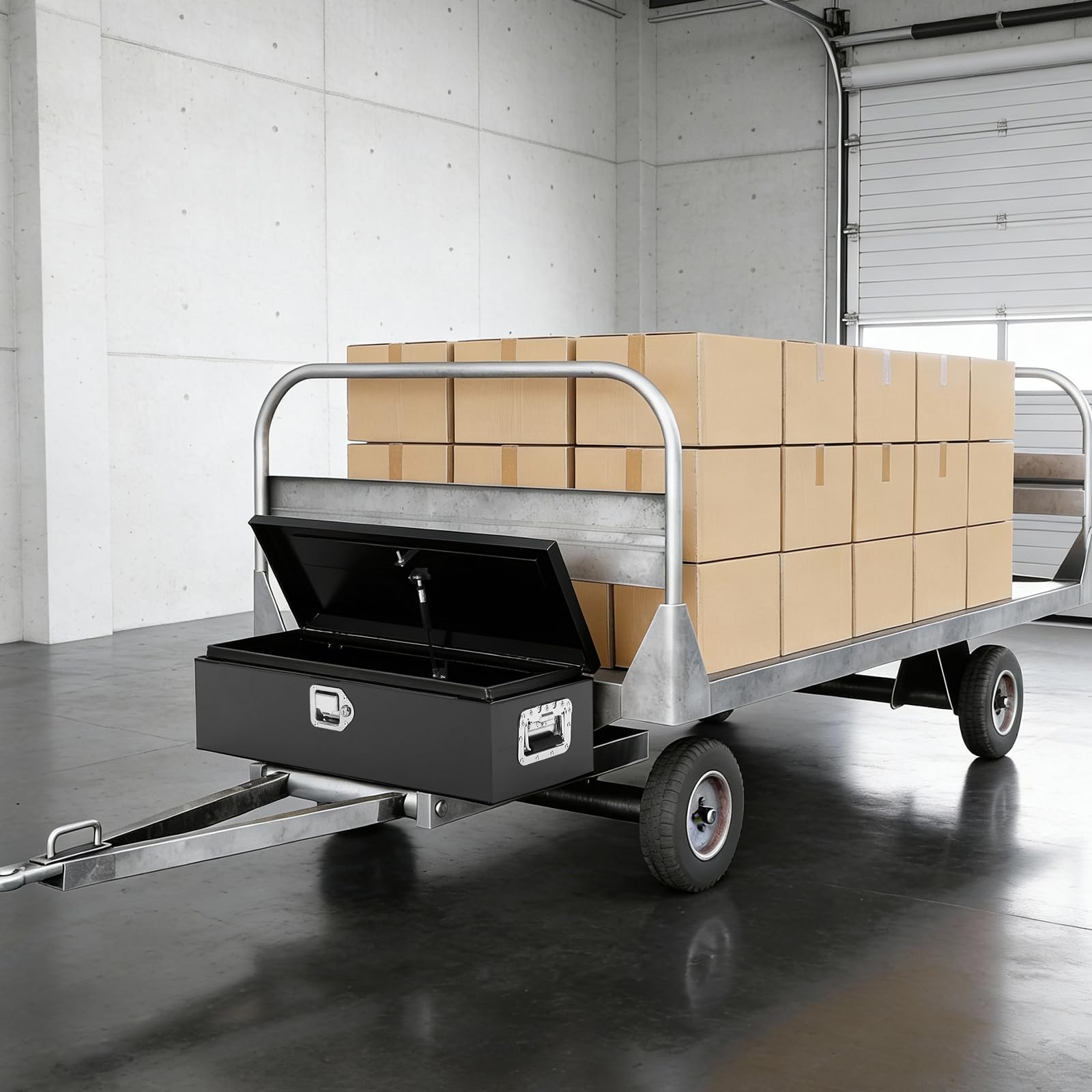 Garvee 39"X13"X10" Heavy-Duty Truck Tool Box with Dual Hydraulic Lids, Weatherproof Steel Storage for Pickup Truck Bed, Garage, Workshop, RV & Trailer, Durable Black