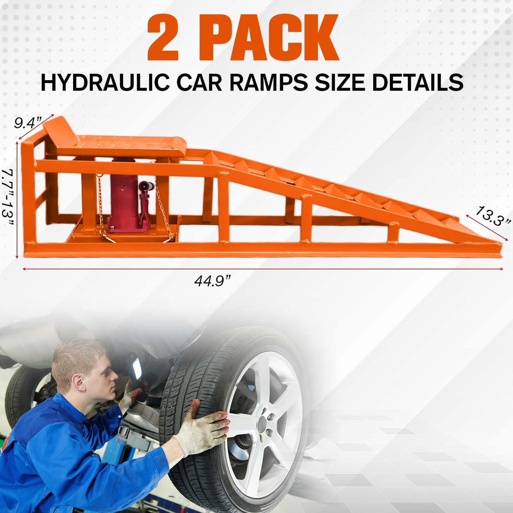 Garvee Car Truck Service Ramps, Heavy Duty Truck Vehicle Lift Ramps, 2 Pack 12000LBS Load Capatity Portable Car Ramps for Oil Changes,Car Lifts for Home Garage,Vehicle Auto Garage Repair (Orange)