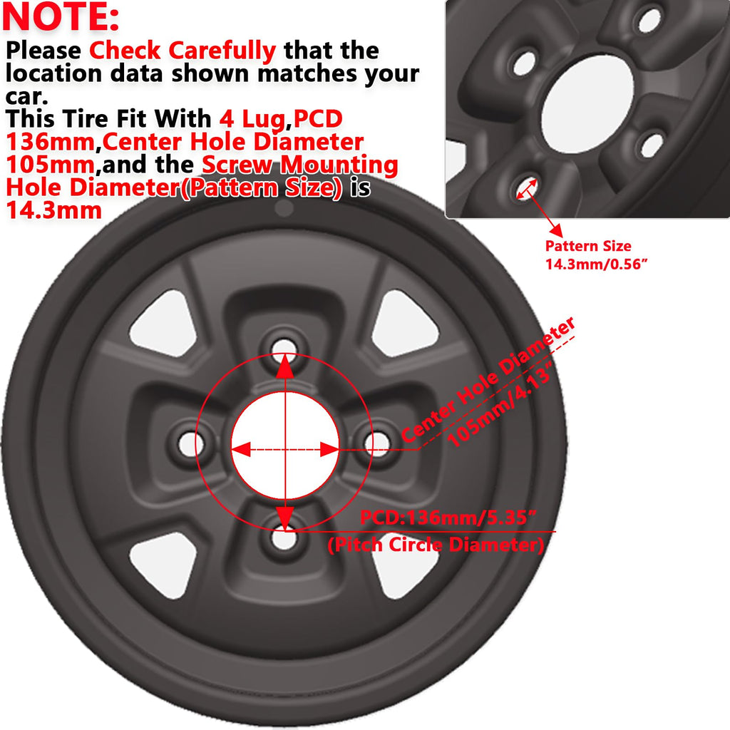 Garvee Set Of 2 25x8-12 ATV Tires With 12" Steel Wheel Rim 4 Bolt, All-Season Off-Road Mud Sand Terrain, Durable Black 6PR UTV Tires