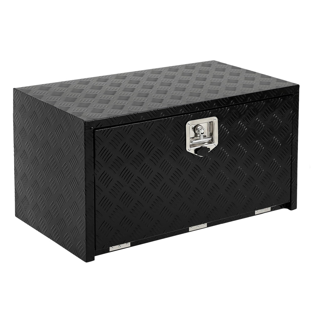 Garvee 24"X18"Heavy Duty Aluminum Tool Underbody Box, Waterproof Truck Storage Organizer Chest for Pick Up Truck Bed, Black