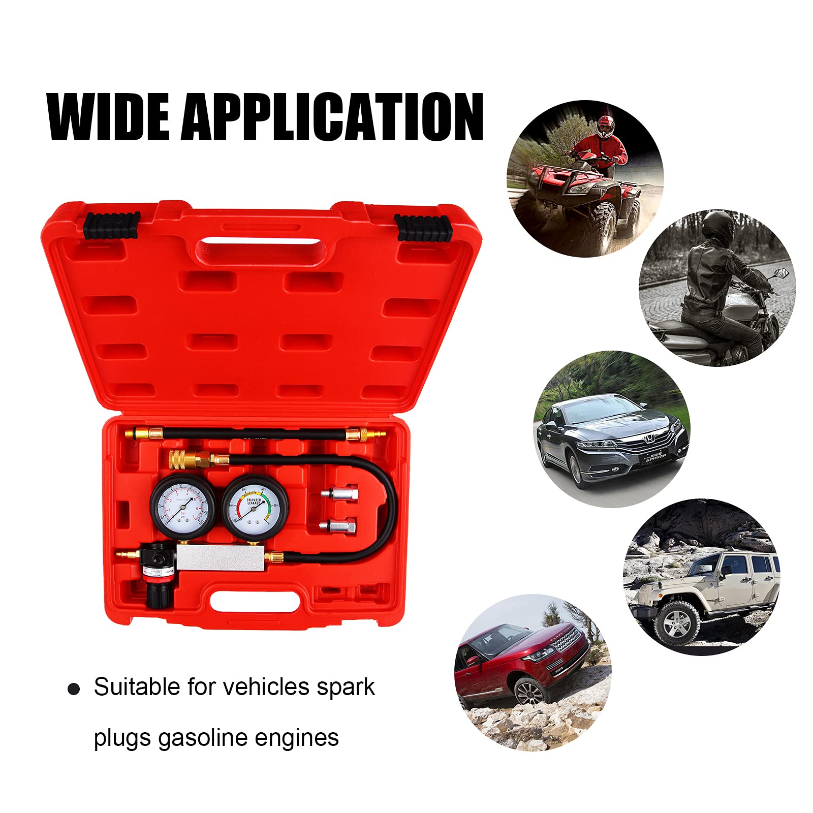 Garvee Cylinder Leak Down Tester Engine Compression Diagnosis Kit Dual Pressure Gauges Universal Fitment for Gasoline Engines
