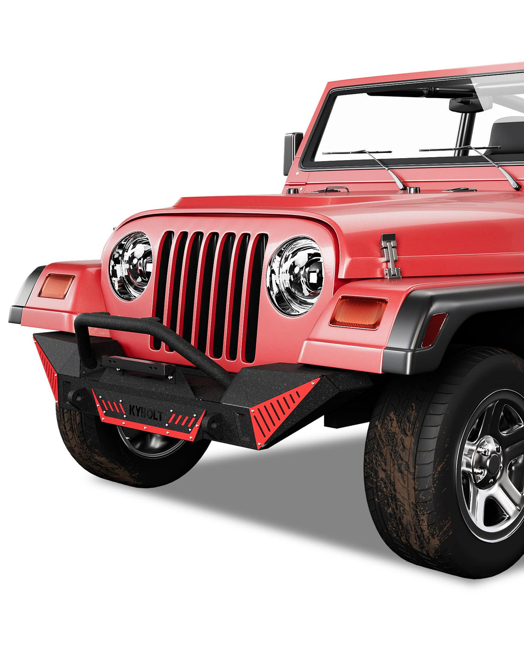 Garvee Rear Bumper Compatible for 1987-2006 Jeep Wrangler TJ & LJ & YJ, Rock Crawler with Hitch Receiver & 2 x D-Rings Paintable Armor