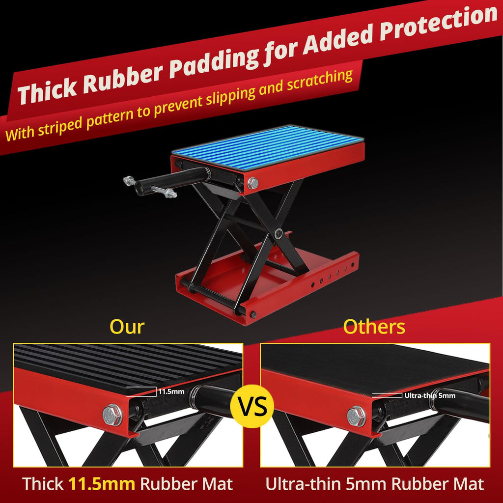 Garvee Motorcycle Lift, 1100 lb Stand Lift Jack Table with Rise from 4.7" to 15.4" Steel Wide Deck for Motorcycles, Dirt Bikes and Atvs Scissor Lift