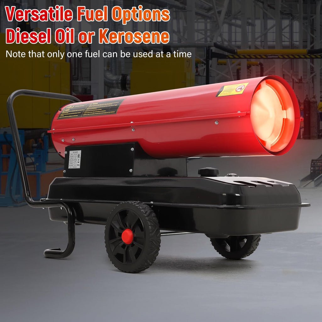 Garvee 175,000 BTU Diesel Kerosene Space Heater, 51L Fuel Tank, Adjustable Thermostat, 1100m³/h Output, for Outdoor, Indoor, Workshop, Industrial, Red