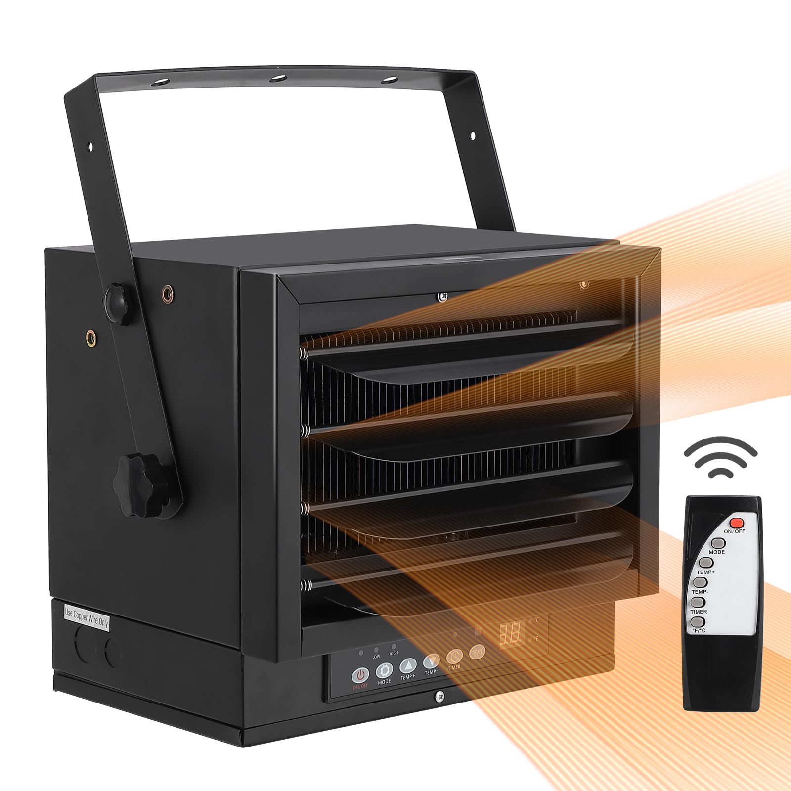 Garvee Electric Garage Heater 7500W 240V Hardwired, Digital Shop Heater with Remote Control, Timer, Overheat Protection, Ceiling Mount, Green