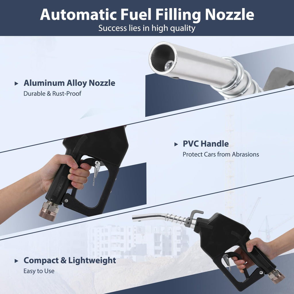 Garvee 3/4 Inch NPT Auto Fuel Nozzle 13/16 Inch Spout 16 GPM with Swivel