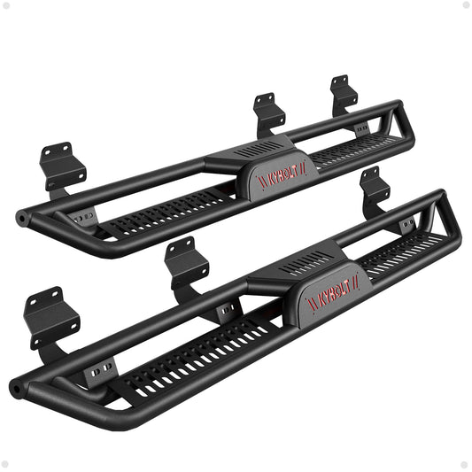Garvee Running Boards 6.5 Inches with Two Stairs Design Compatible with 2015-2024 Ford F-150 SuperCrew Cab (4 Full-Size Doors), 2017-2024 Ford F-250 F-350 Super Duty Crew Cab, Bolt-on Side Steps