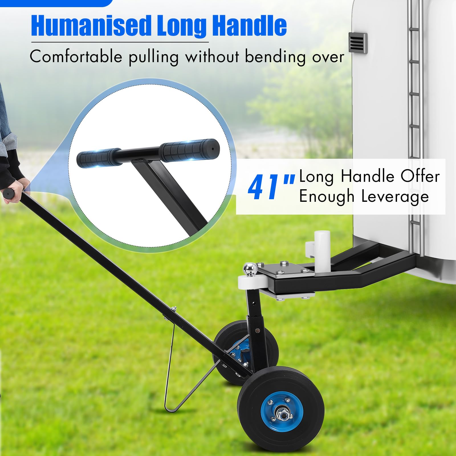 Garvee Adjustable Trailer Dolly with 1000lbs Load Capacity, Heavy Duty Carbon Steel Trailer Mover for Moving Car RV Boat Trailer, 19-26 Inch Adjustable Height, 2 Inch Ball & 16 Inch Pneumatic Tires