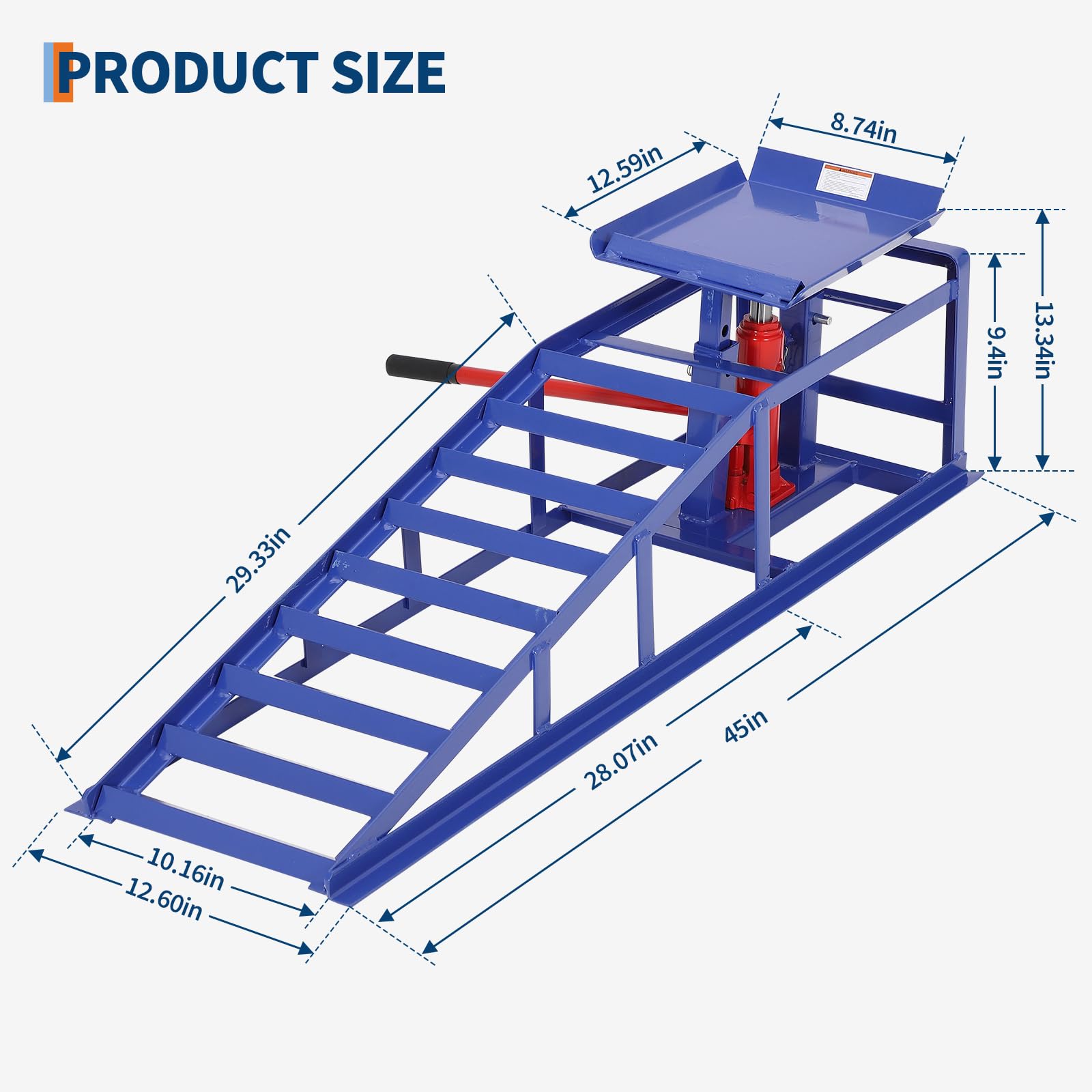 Garvee 2-Pack Hydraulic Car Ramps, 5T/11000 lbs Capacity Low-Profile Car Lift with Adjustable Height (9.4"-13.34") for Trucks, Trailers, and Auto Repair in Garage, Blue