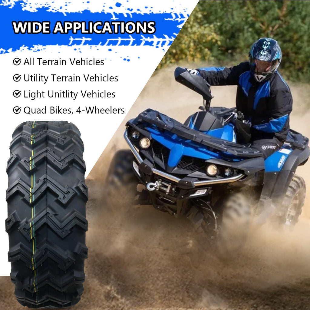 Garvee 25x8-12 ATV/UTV Tires, 6PR All Terrain Tubeless, Set of 2, for Trail Sand Mud Stream Off-Road
