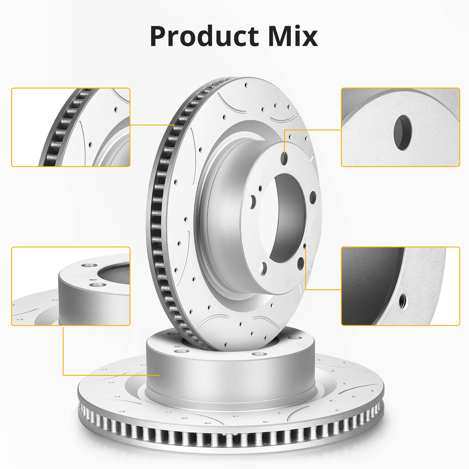 Garvee Rear Brake Rotors Drilled And Slotted For Chrysler 300 Challenger Charger Magnum 2005-2020 Aluminum-Zinc Coating